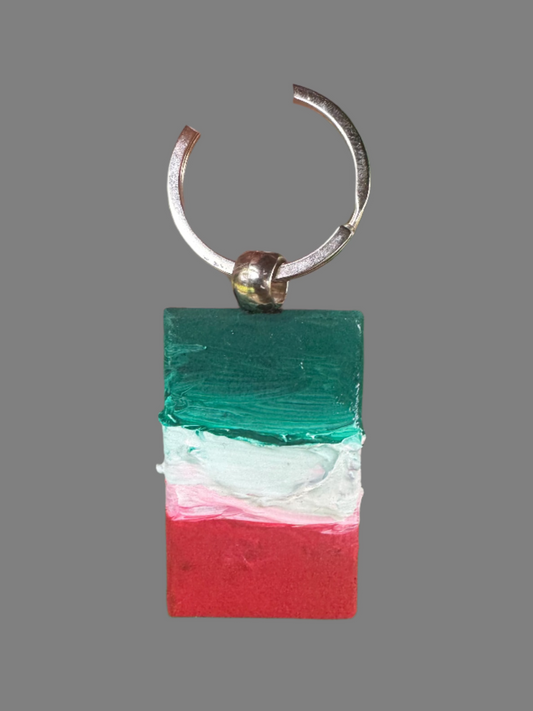 Acrylic paint on wood: silver metal